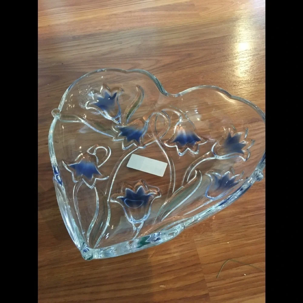 Mikasa Glass Heart Bluebells Dish